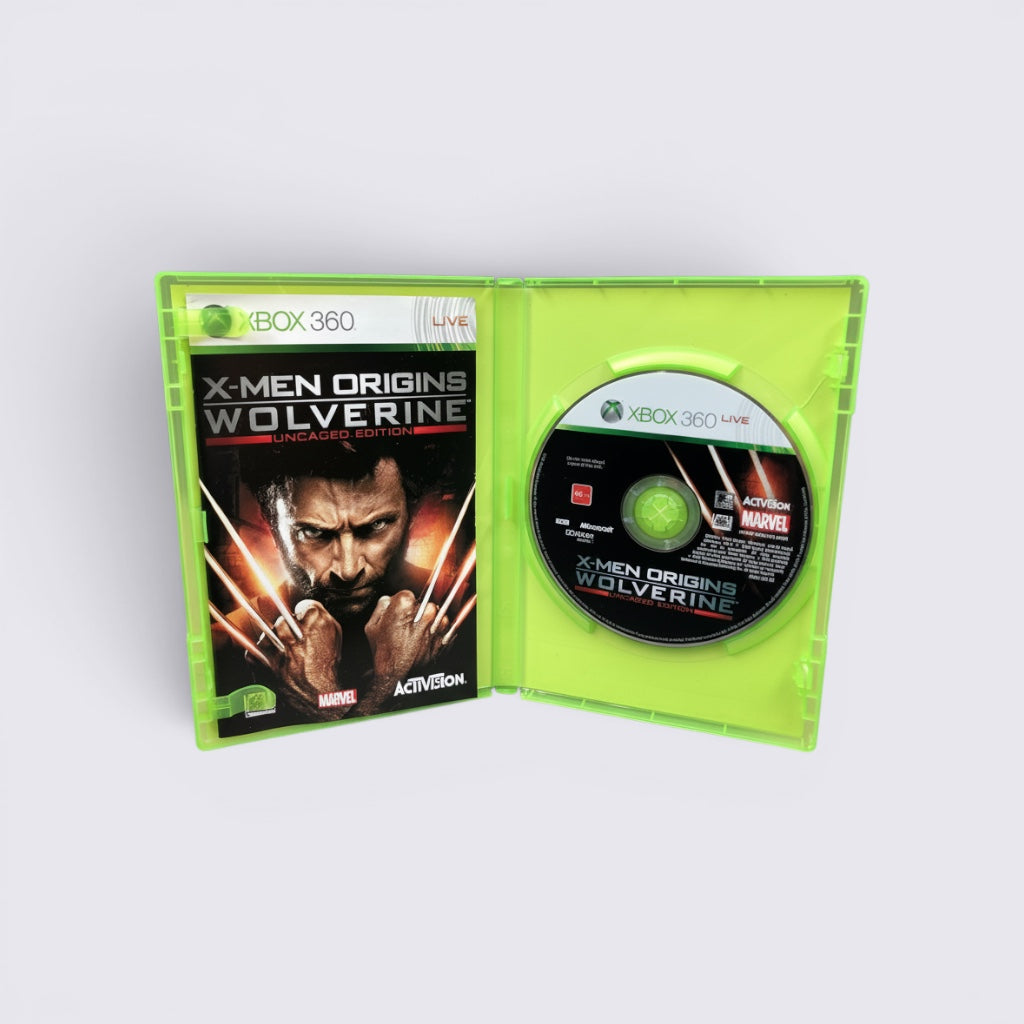 MrPixel X-Men Origins: Wolverine Uncaged Edition Xbox 360 game case and disc with Wolverine artwork