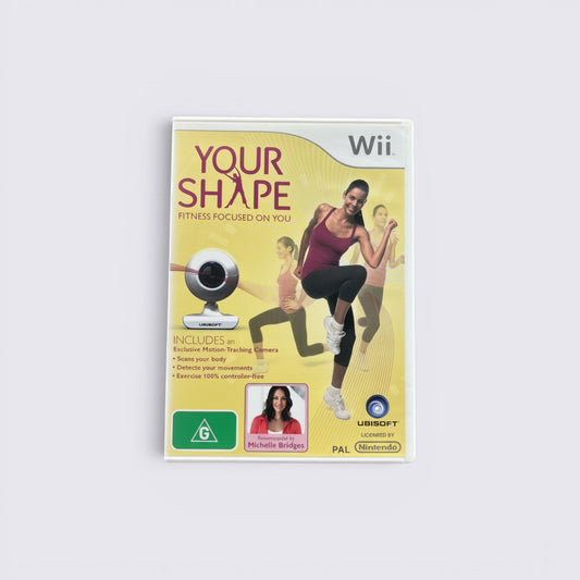 MrPixel Your Shape fitness game for Nintendo Wii with motion-tracking camera accessory and workout guide