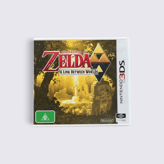 MrPixel The Legend of Zelda: A Link Between Worlds Nintendo 3DS game case featuring Link and the Master Sword.