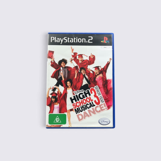 MrPixel Disney High School Musical 3 Senior Year Dance PlayStation 2 game case featuring the cast in graduation robes