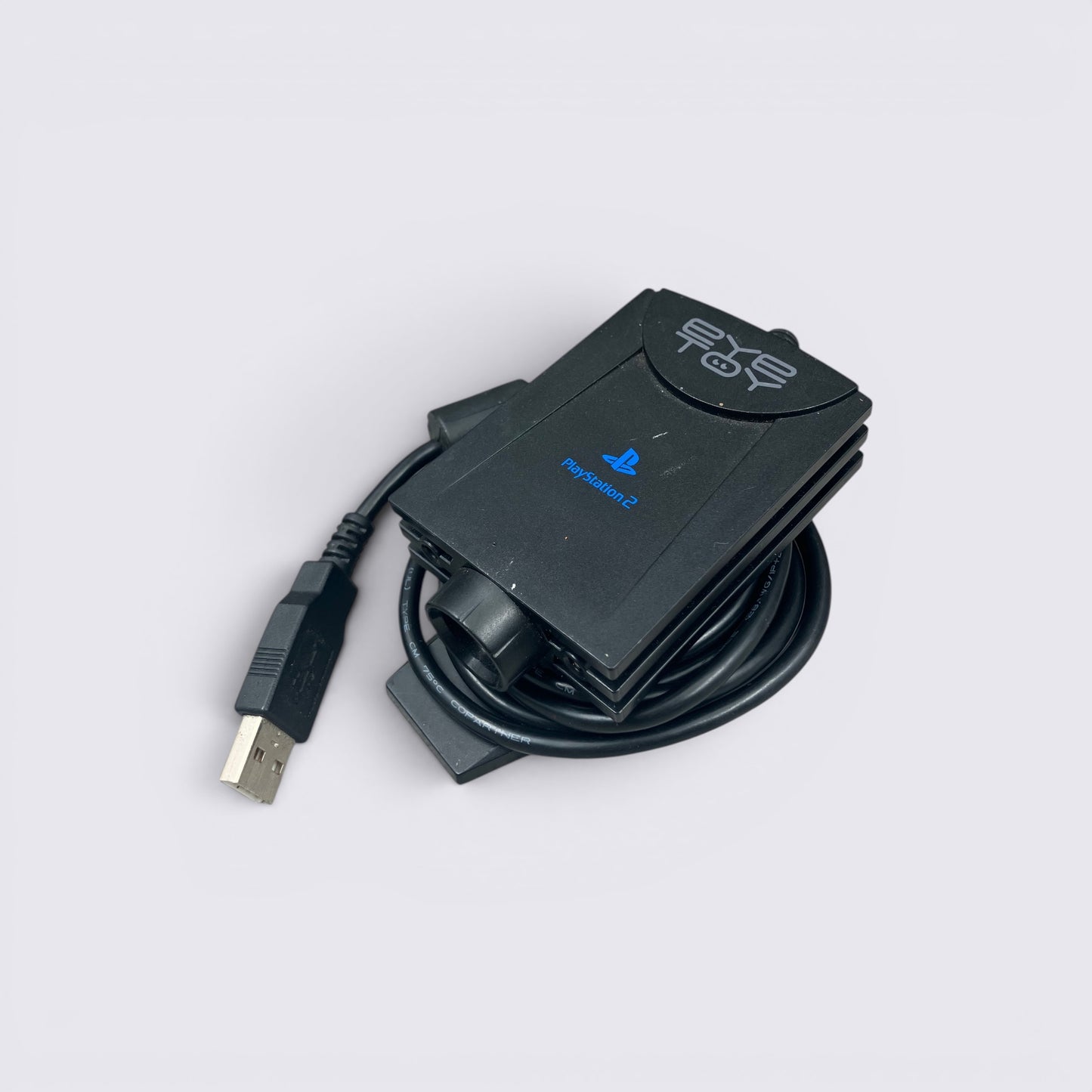 MrPixel PlayStation 2 EyeToy V1 USB motion-sensing camera in black with integrated cable on a white background