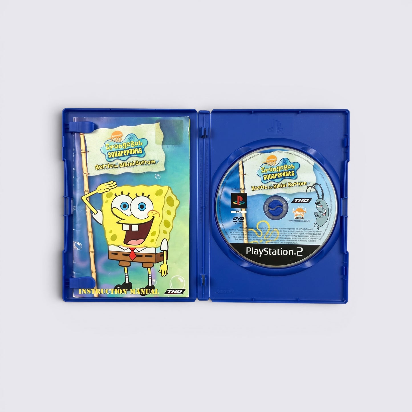 MrPixel SpongeBob SquarePants Battle for Bikini Bottom PS2 game case with manual and disc inside